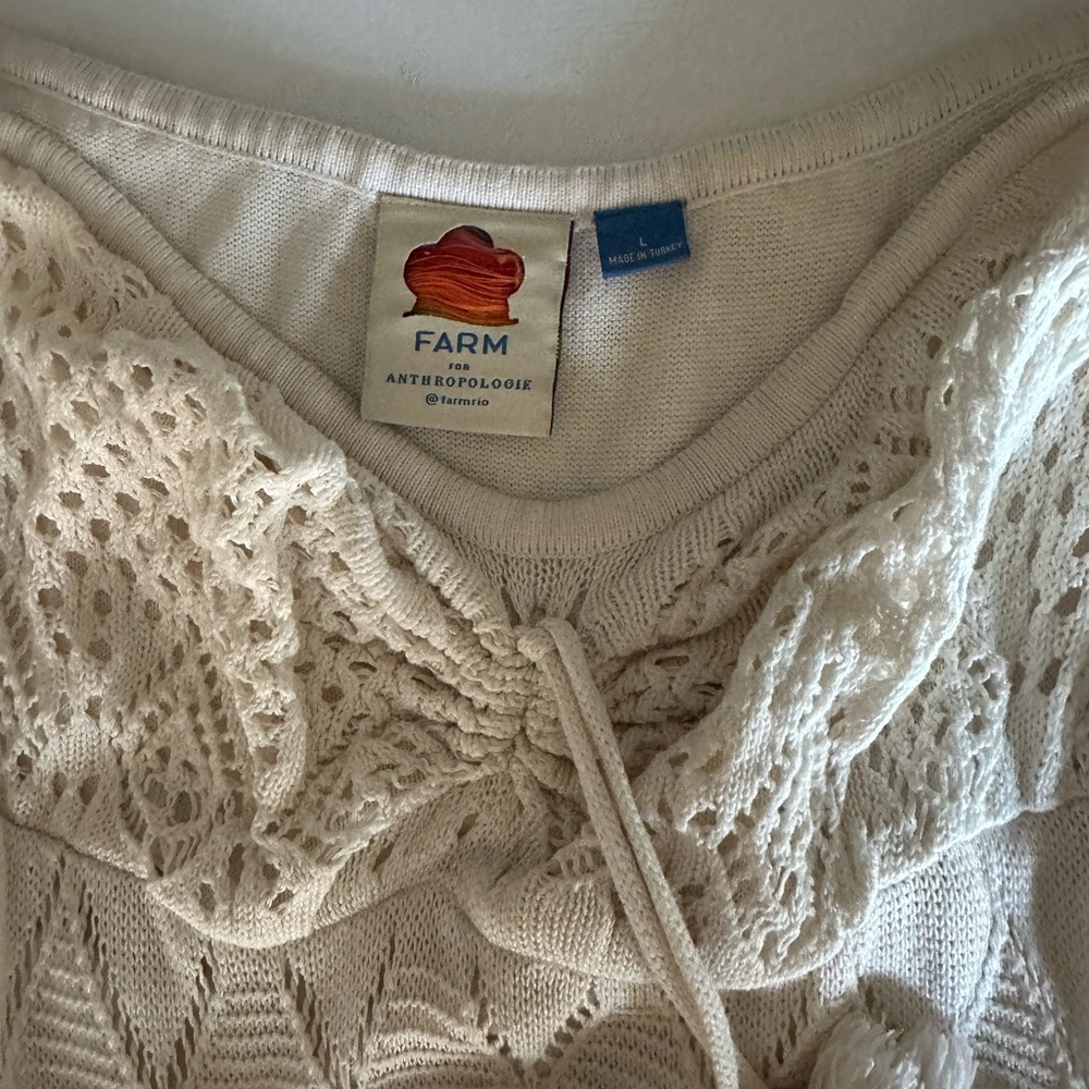 Farm Rio x Anthropologie Boho Cream Crochet Knit Maxi Dress - Picture 9 of 9